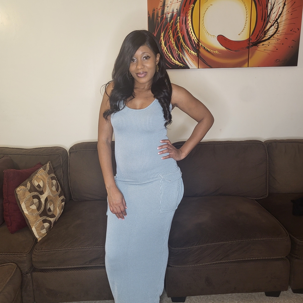 Stylish Blue Sleeveless Maxi Dress